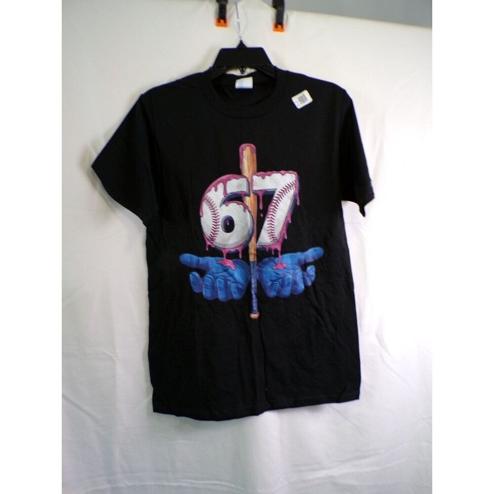 Port & Company Men’s Graphic T-Shirt 67 Baseball Design S Black Cotton